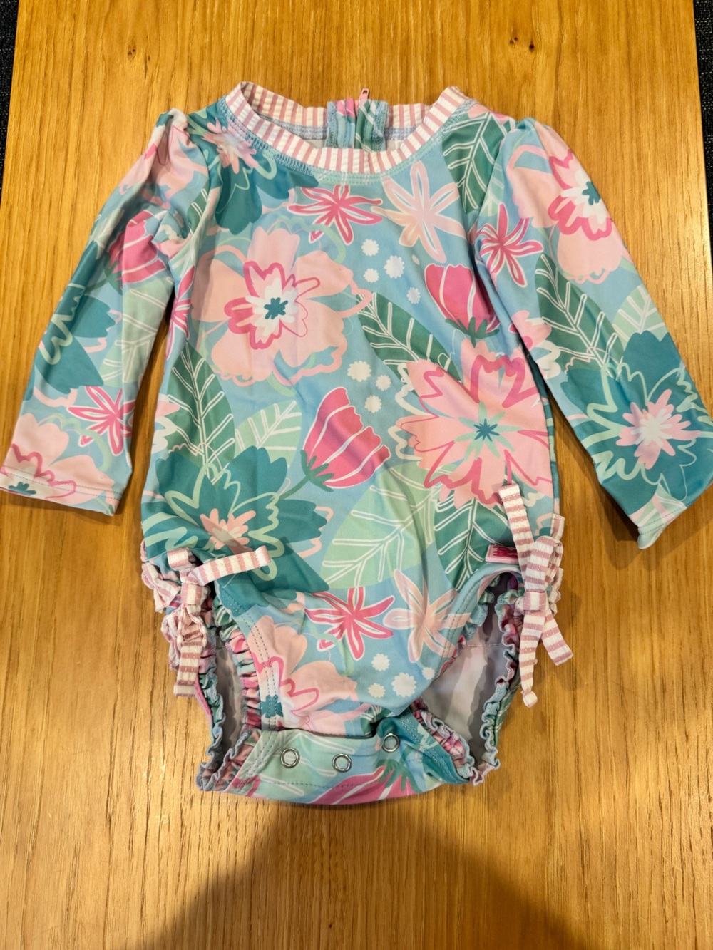 Ruffle Butts Floral One Piece Swim Suit Rashguard (6-12m)